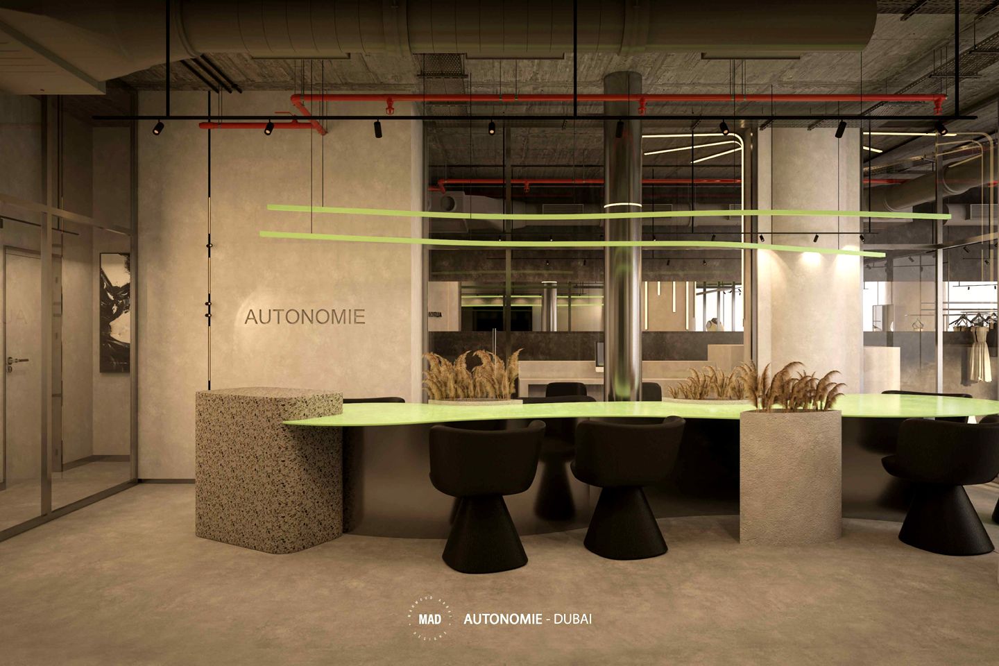 AUTONOMIE OFFICIAL - A Boutique Fashion Brand Experience - Business Bay - Dubai. Designed by MAD Studio (Egypt) and Project Managed and Built by NGS Interiors (Dubai)