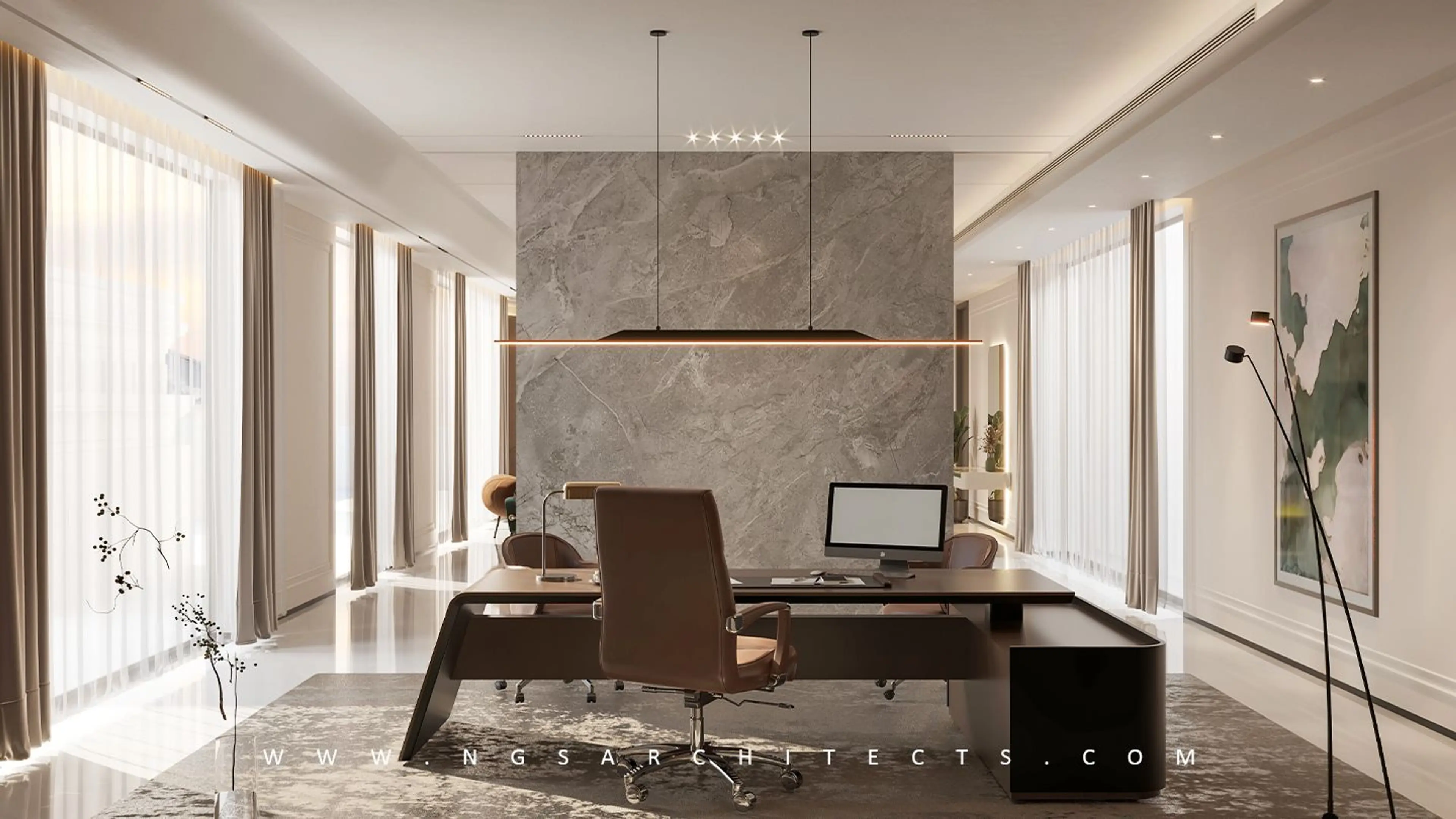 Al Khawaneej Villa - Roof Master Bedroom - Office - Interior Design - Dubai - UAE