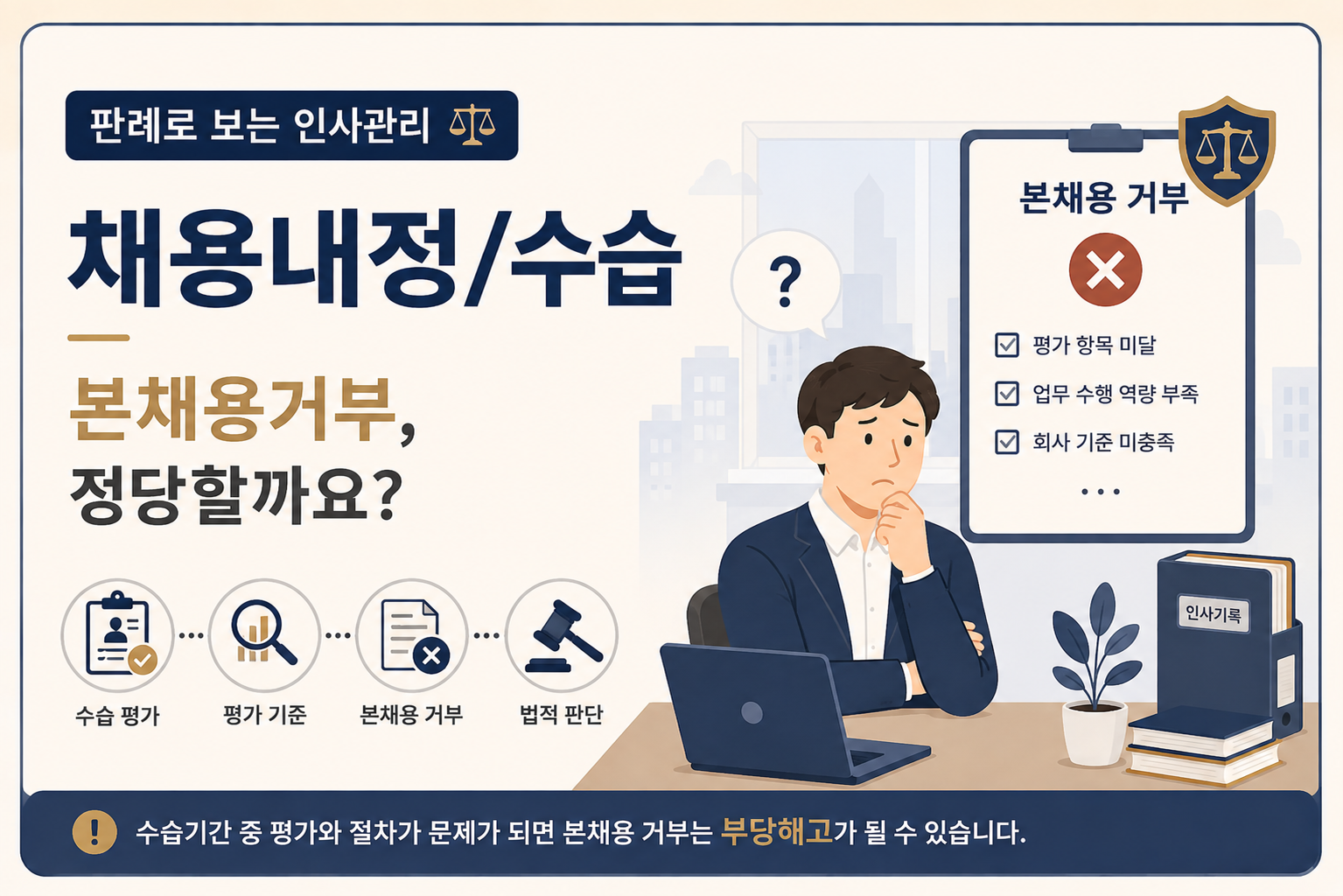 판례로 보는 인사관리 | 채용내정/수습 - 4 — 수습 중 본채용을 거부할 수 있나요