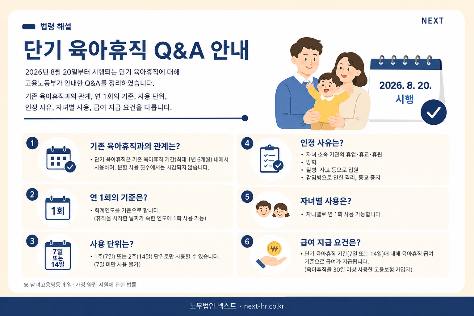 [고용노동부] 단기 육아휴직 관련 Q&A