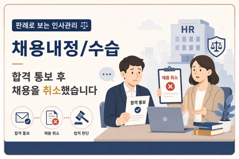 판례로 보는 인사관리 | 채용내정/수습 - 2 — 합격 통보 후 채용을 취소했습니다