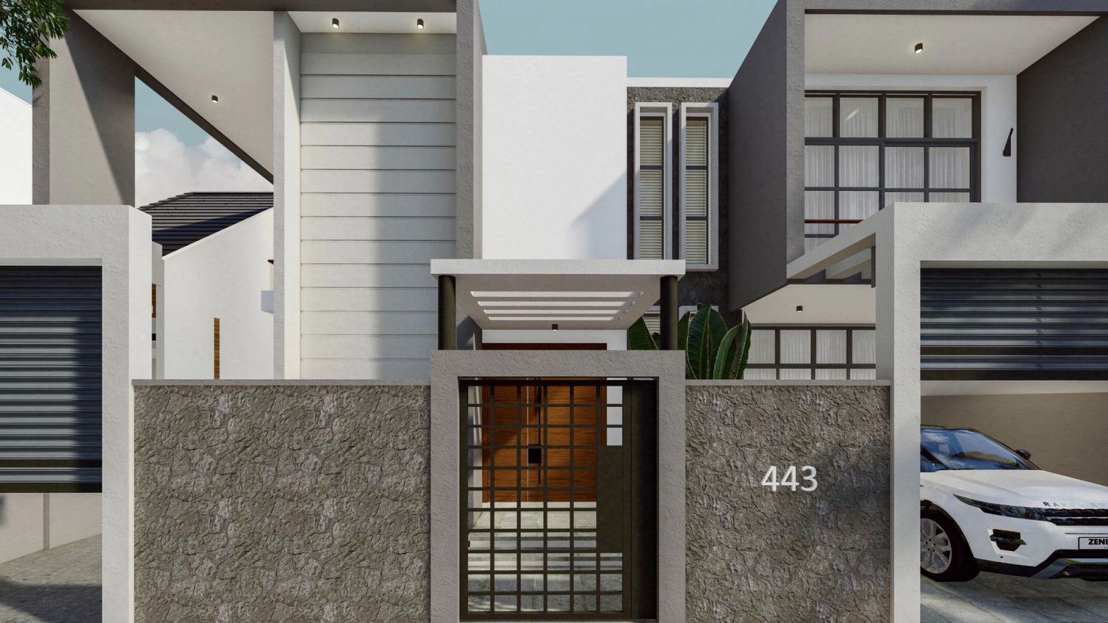 A kitchen opening onto a ventilated service area