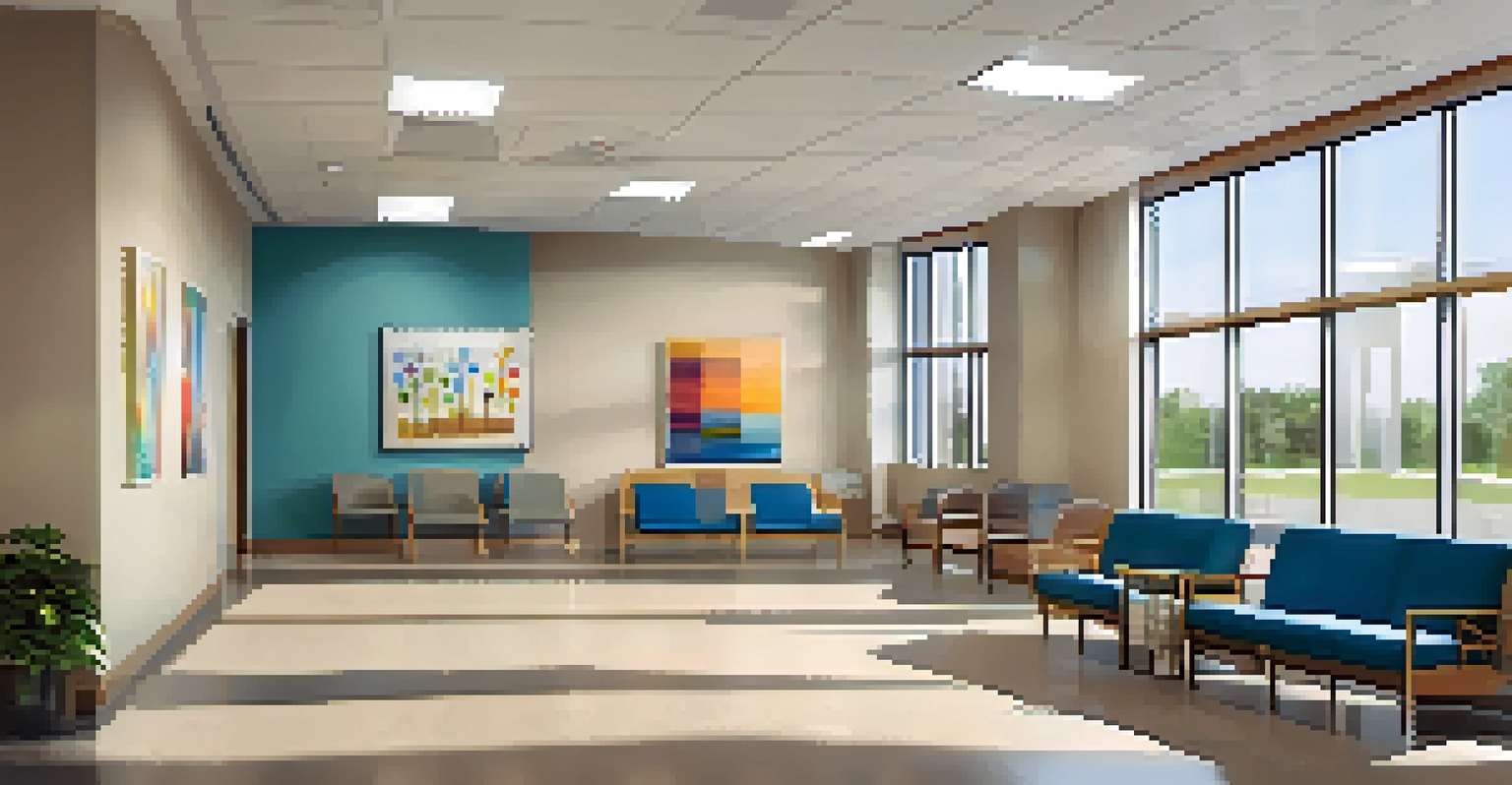 A bright and inviting waiting area in a modern healthcare facility in Jacksonville, with comfortable seating and large windows.