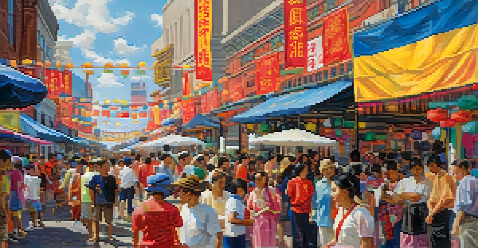 A vibrant festival scene with booths, dance performances, and cultural activities, celebrating Asian heritage in Jacksonville.