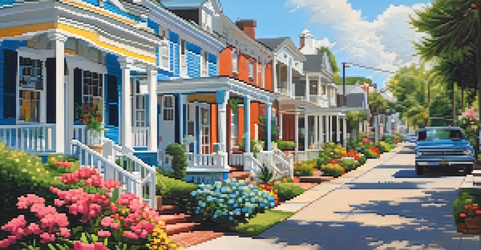 A picturesque street in the Riverside neighborhood of Jacksonville, showcasing historic homes and vibrant gardens on a sunny day.