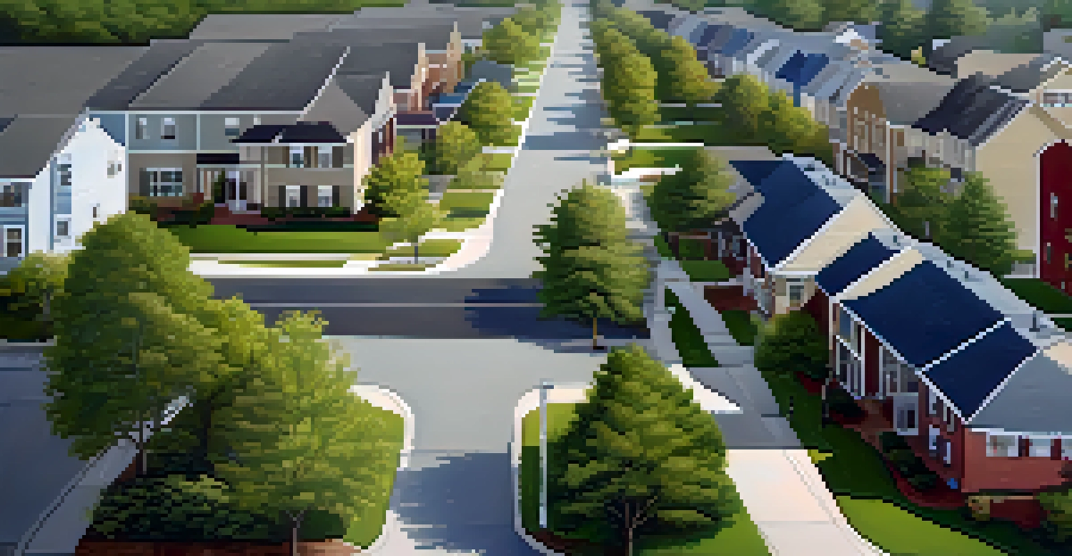 An aerial view of a Jacksonville neighborhood with resurfaced roads, sidewalks, trees, and families enjoying the outdoors.