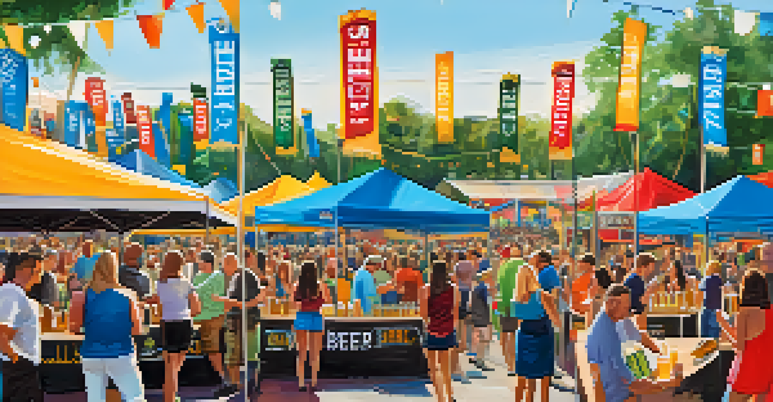 A vibrant craft beer festival with booths, attendees sampling beers, and colorful tents in Jacksonville.