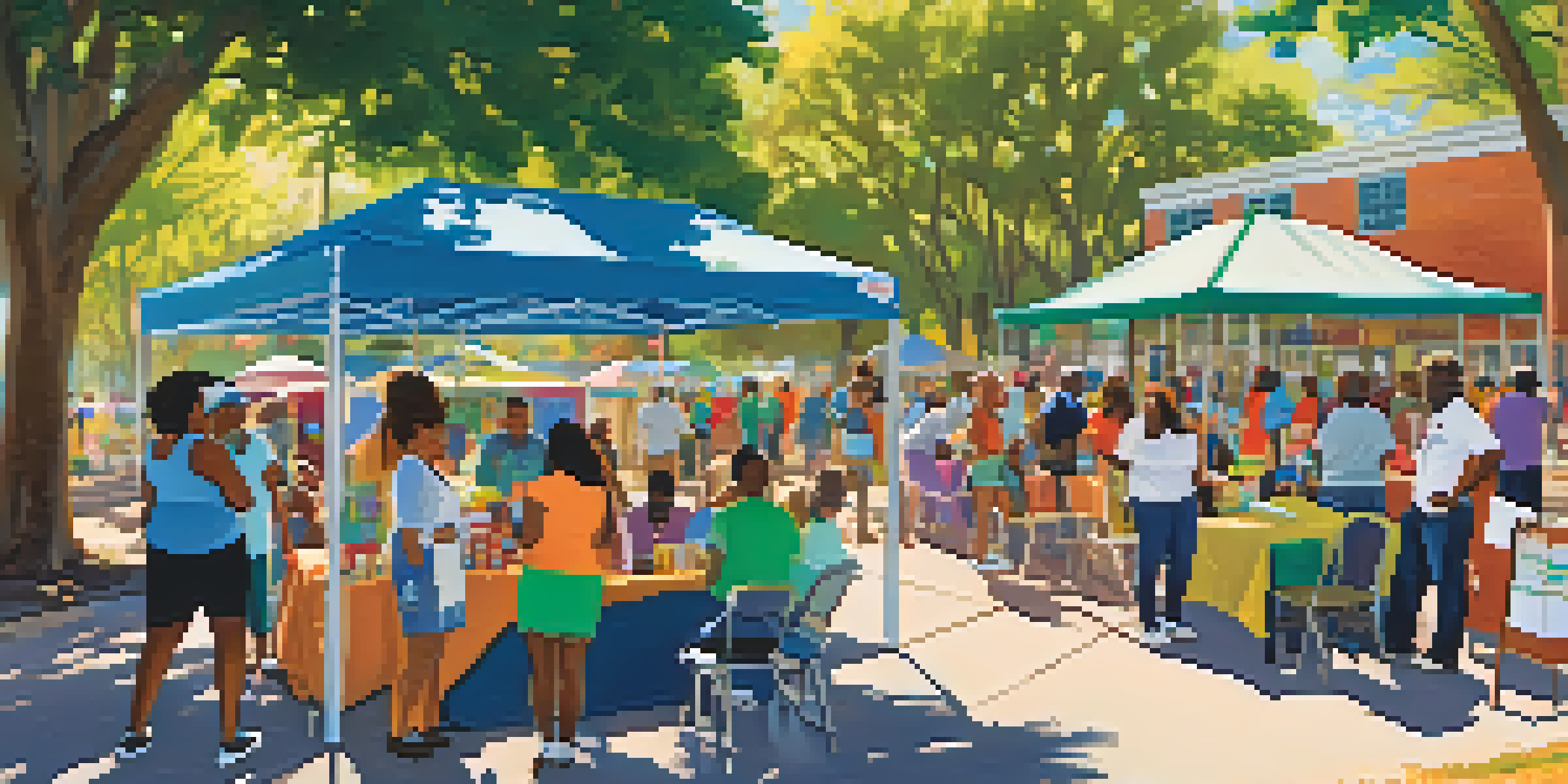 A community health fair in Jacksonville with diverse people participating in health activities under bright sunlight.