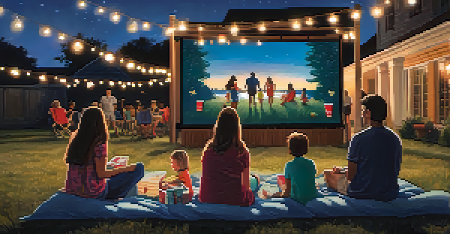 Families gathered under the stars for an outdoor movie screening at the Jacksonville Film Festival, with children enjoying popcorn and a large screen in view.