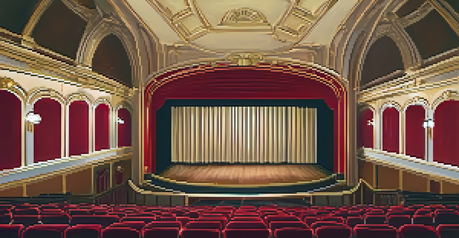 Interior of the Ritz Theatre auditorium with vintage decor, empty stage, and warm lighting.