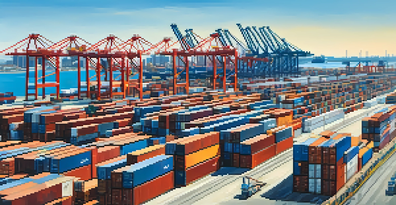 Aerial view of Jacksonville's deep-water port filled with shipping containers and cargo ships.