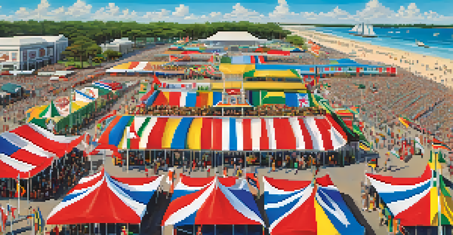 Aerial view of the World of Nations Celebration, featuring colorful booths and visitors enjoying cultural activities.