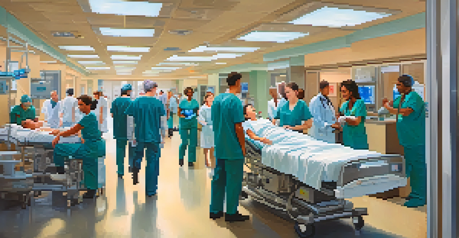 Emergency room in a Jacksonville hospital with medical staff attending to patients.