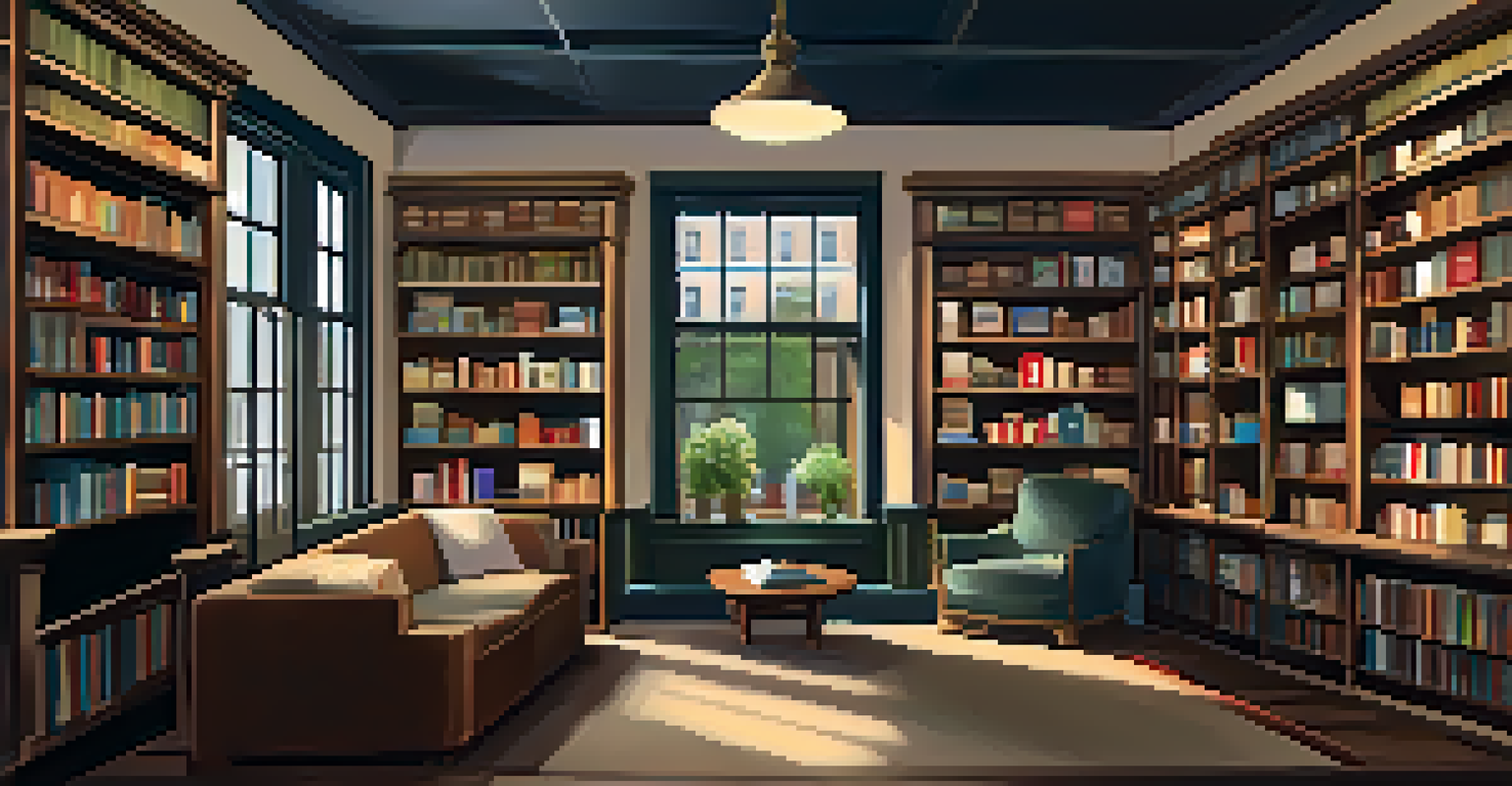 The cozy interior of a local bookstore in Jacksonville, filled with shelves of Southern literature and a comfortable reading nook.