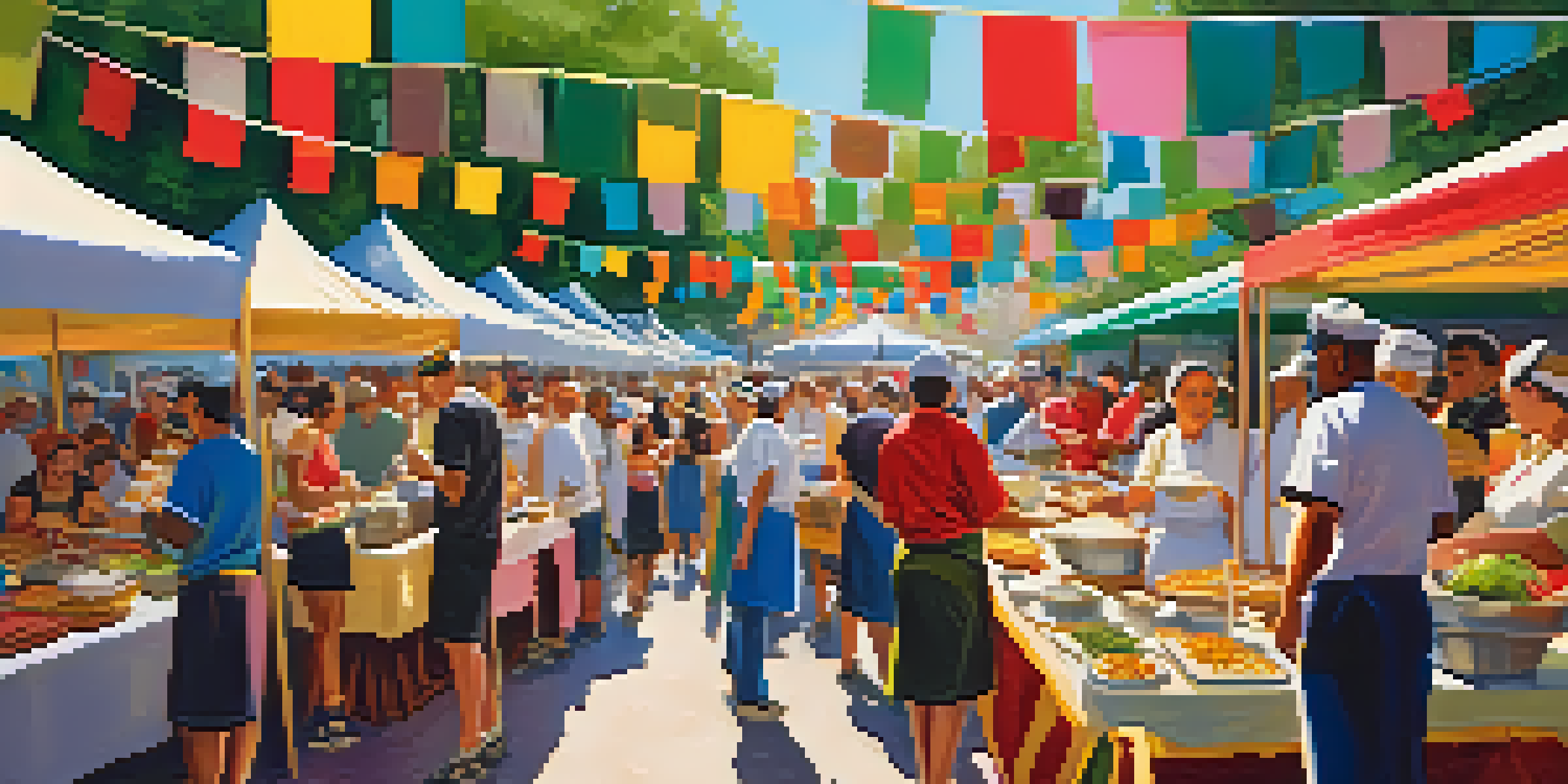An outdoor food festival in Jacksonville with various food stalls and a diverse crowd enjoying different cuisines.