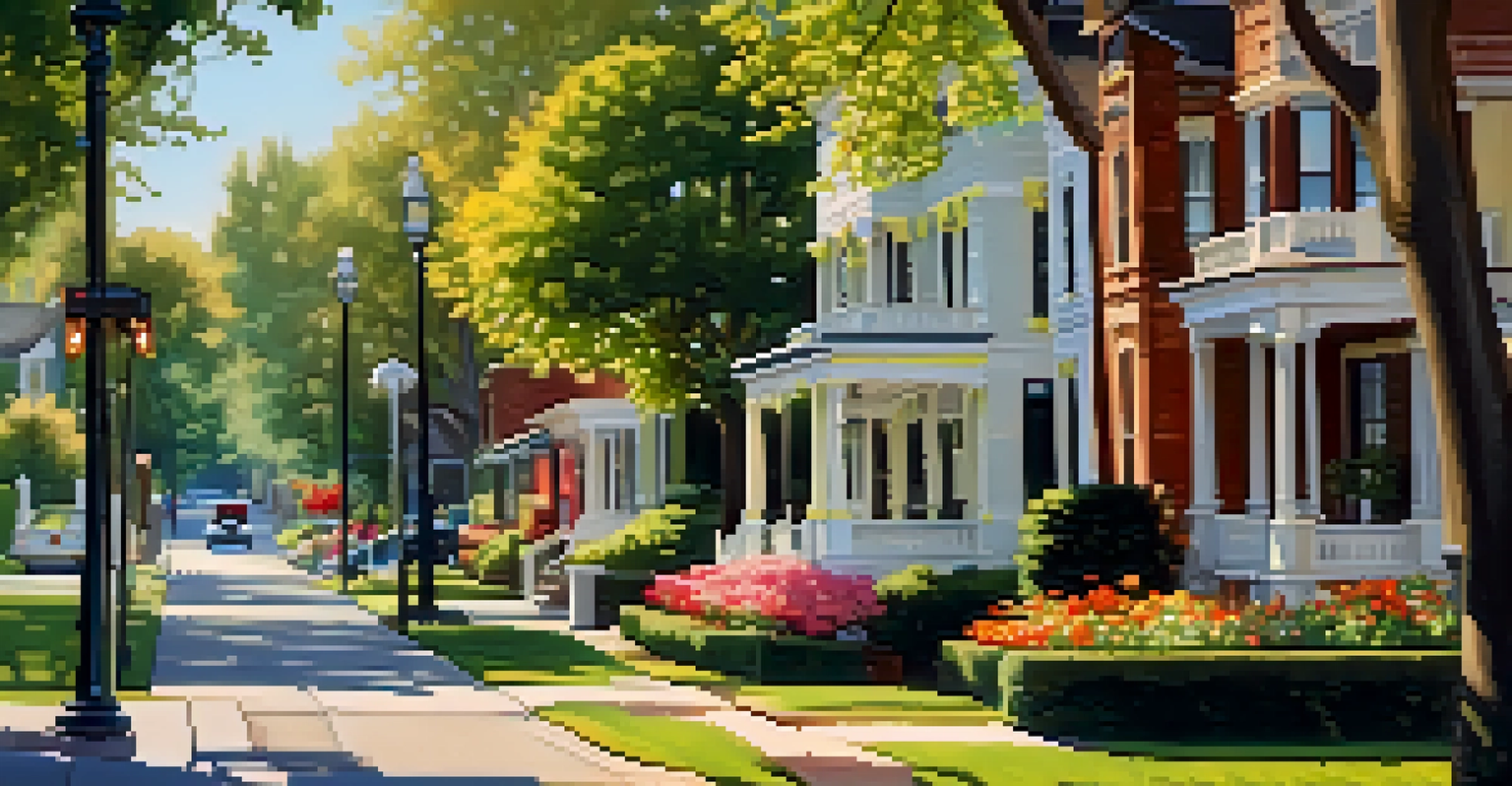 A picturesque street in the Avondale neighborhood with historic homes and vibrant greenery.