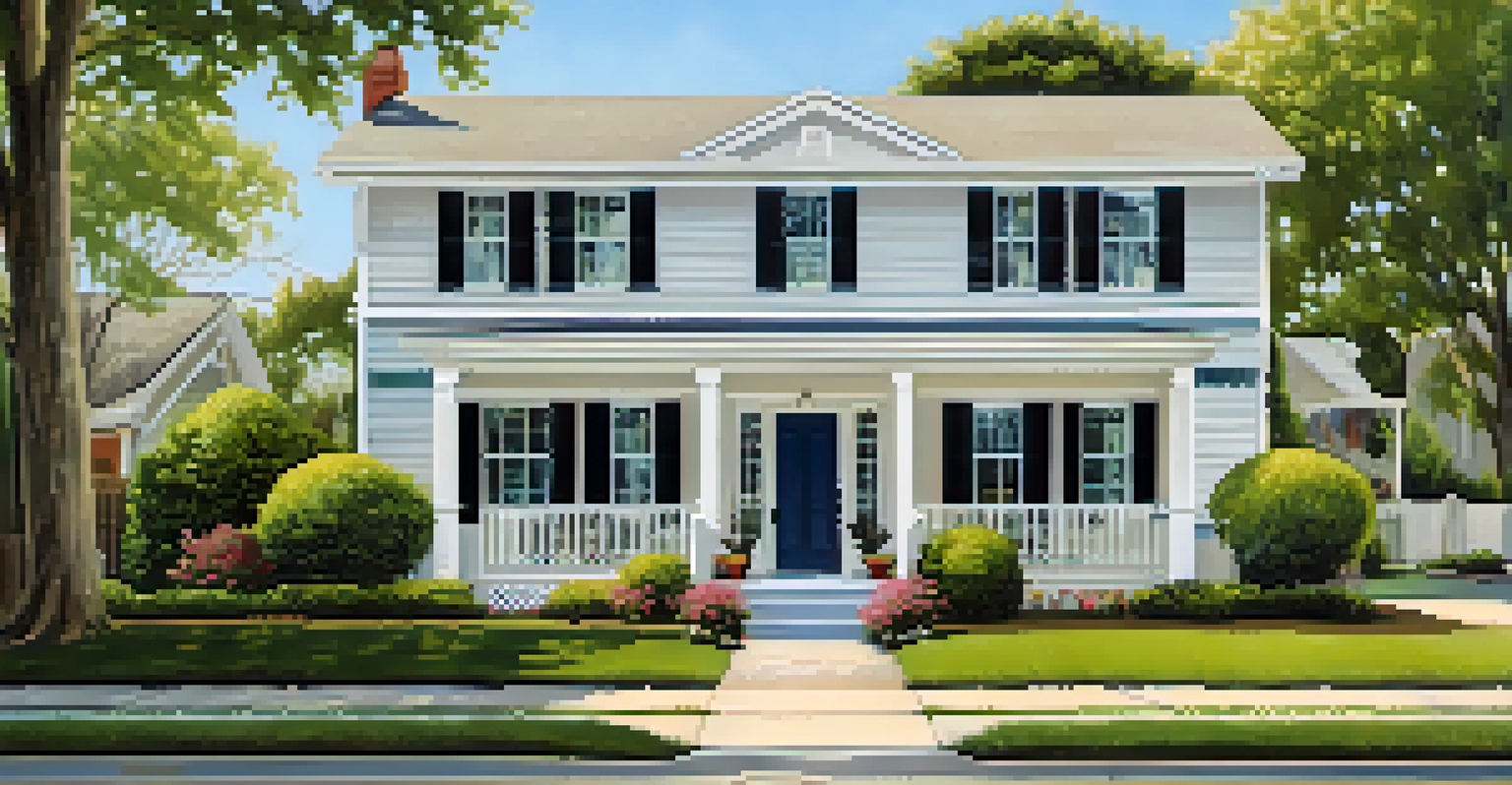 A close-up of a 'For Sale' sign in front of a charming home with a well-maintained lawn and blooming flowers.