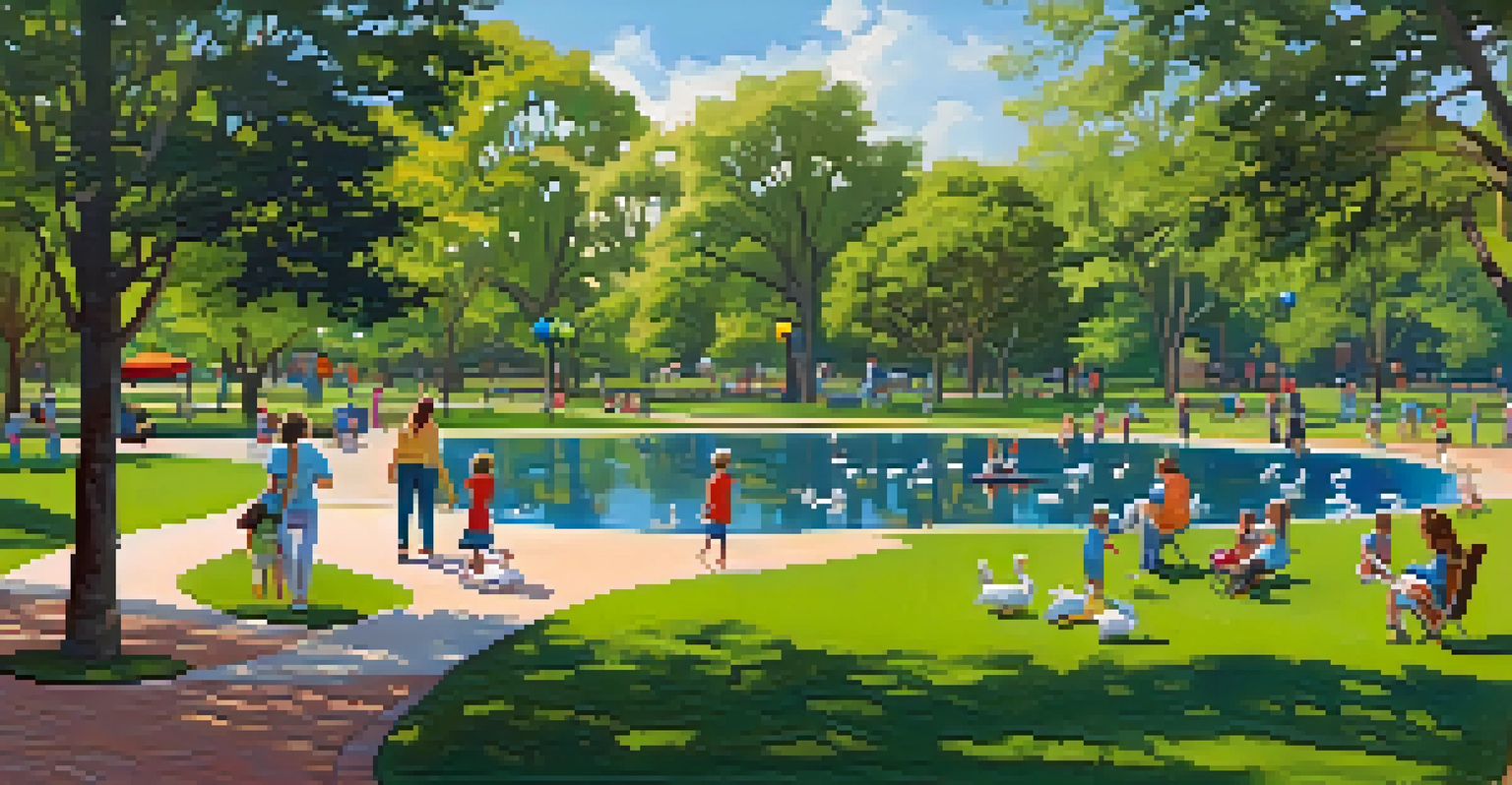 A lively family park in Jacksonville with children playing and families enjoying the outdoors.