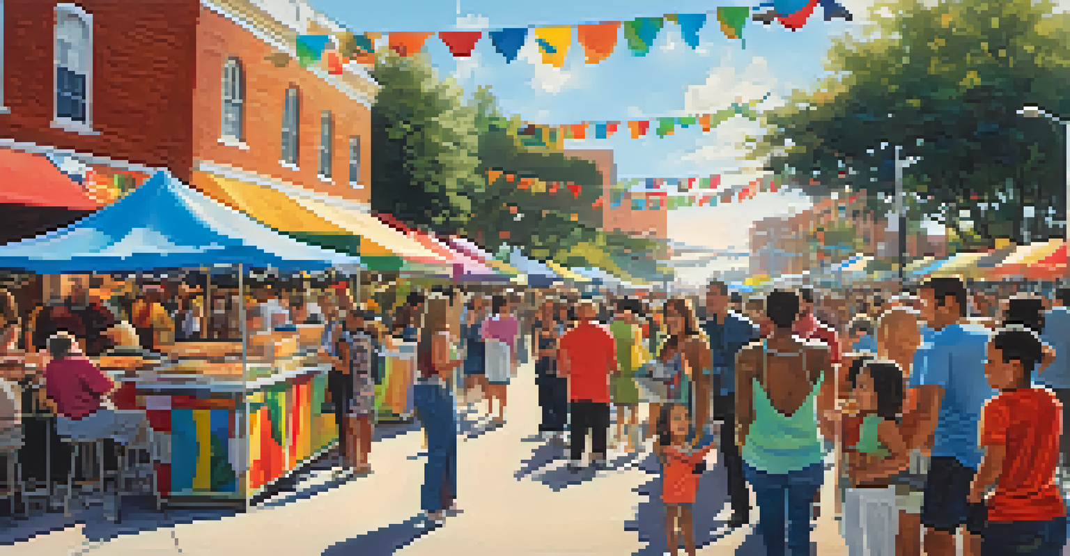 An outdoor festival in Jacksonville with food stalls, live music, and colorful banners celebrating cultural diversity.