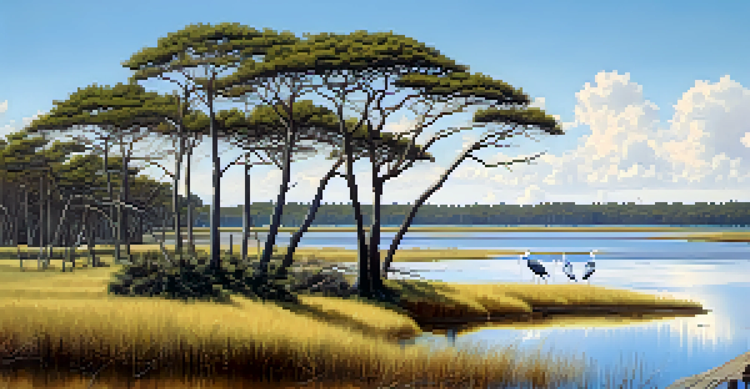 A beautiful landscape of Big Talbot Island State Park with herons near the water.