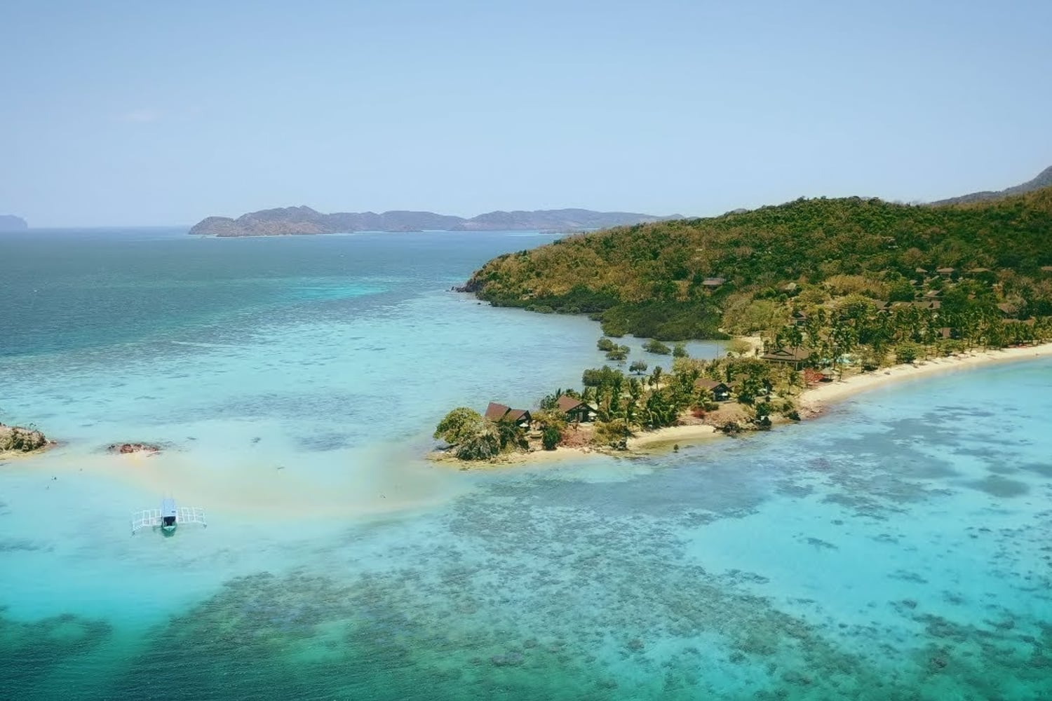 A sea plane over the islands of Coron, Philippines