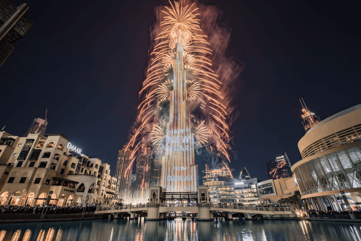 Fireworks on the Burj Khalifa at New Year
