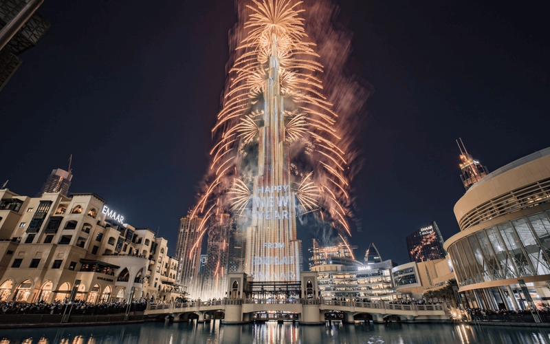 Fireworks on the Burj Khalifa at New Year