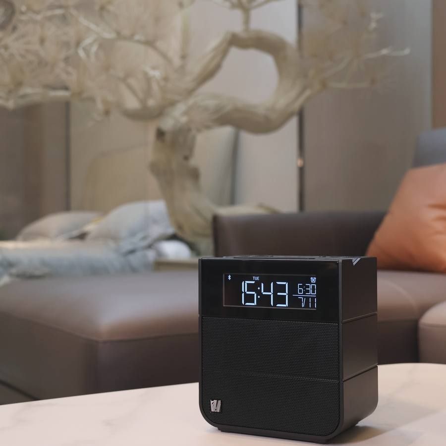 A Soundfreaq Sound Rise II in black on a marble surface