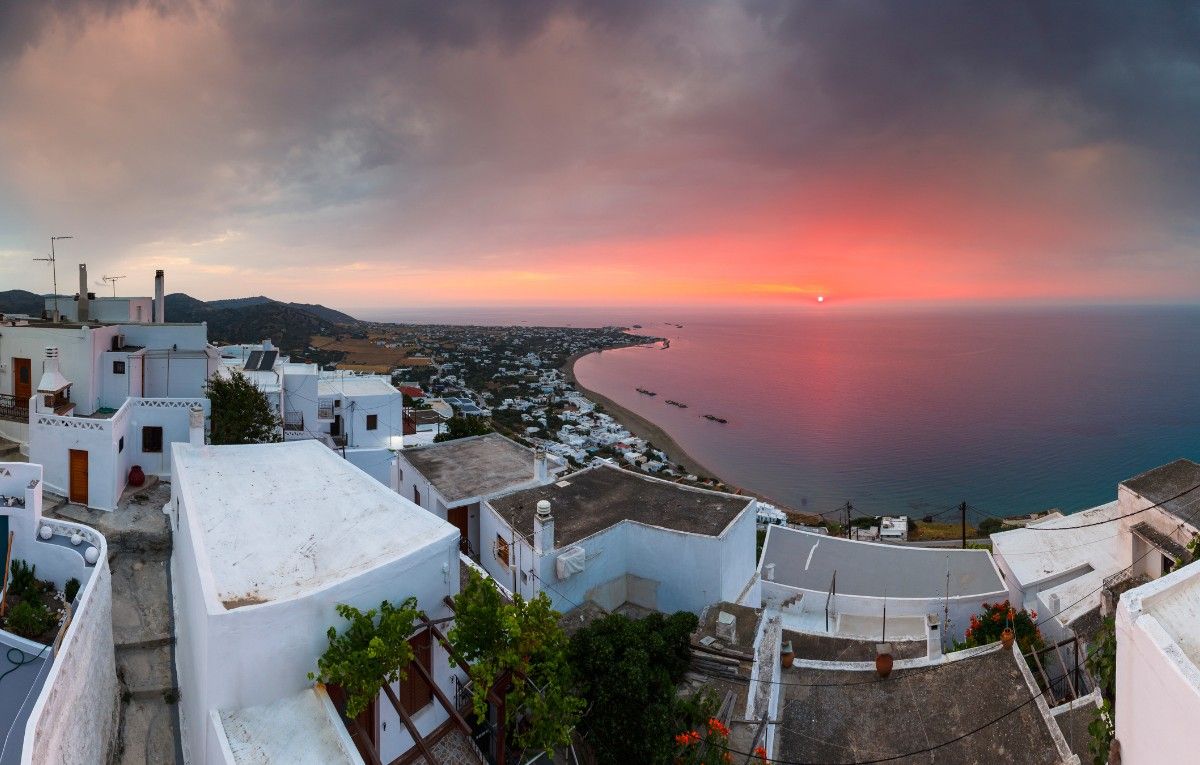 View of Molos village from Chora, Skyros island, Greece