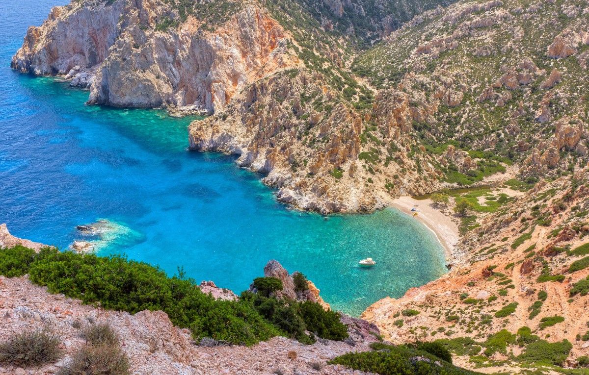 Faros bay, Polyaigos island, Cyclades, Greece