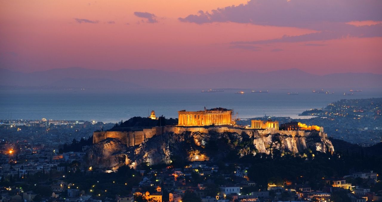 Athens Skyline Sunset from Mt Lykavitos