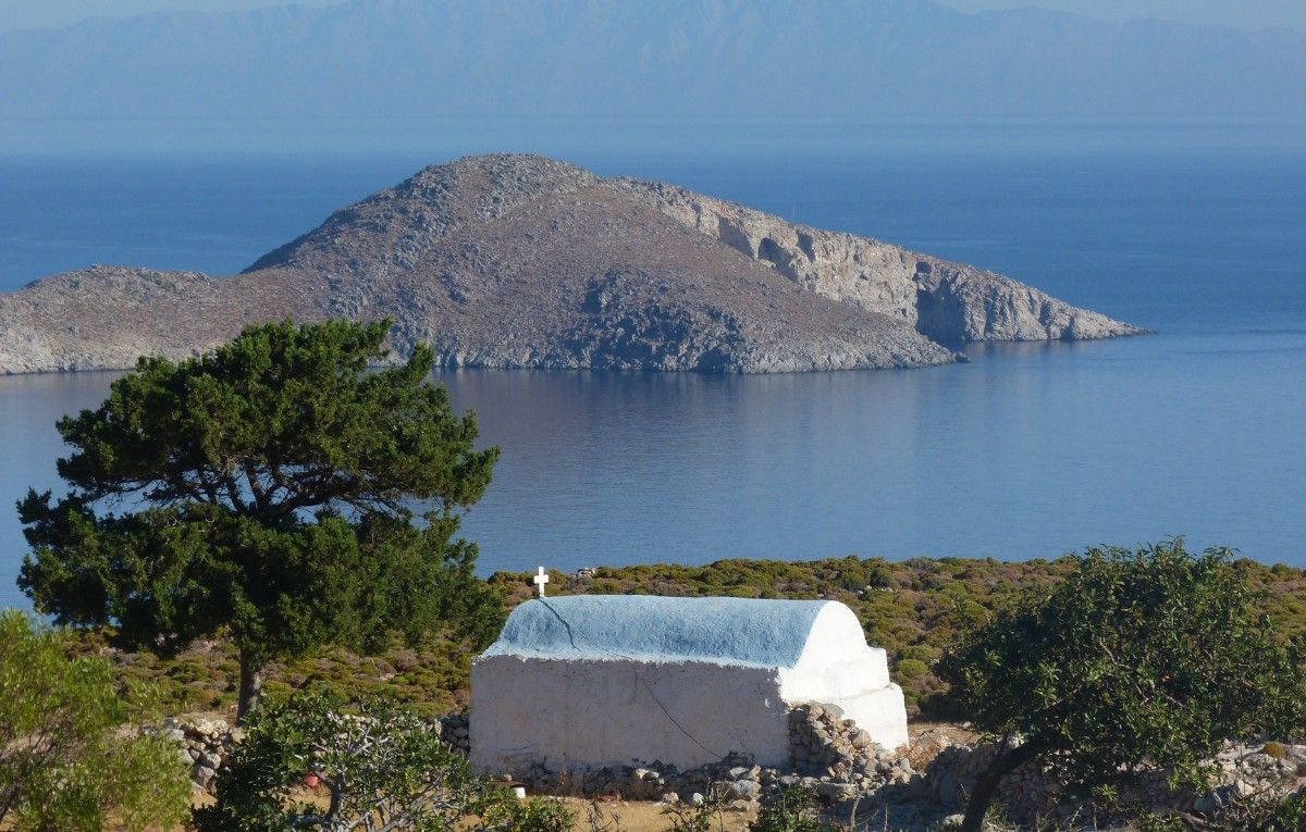 White chapel, Tilos island, Greece