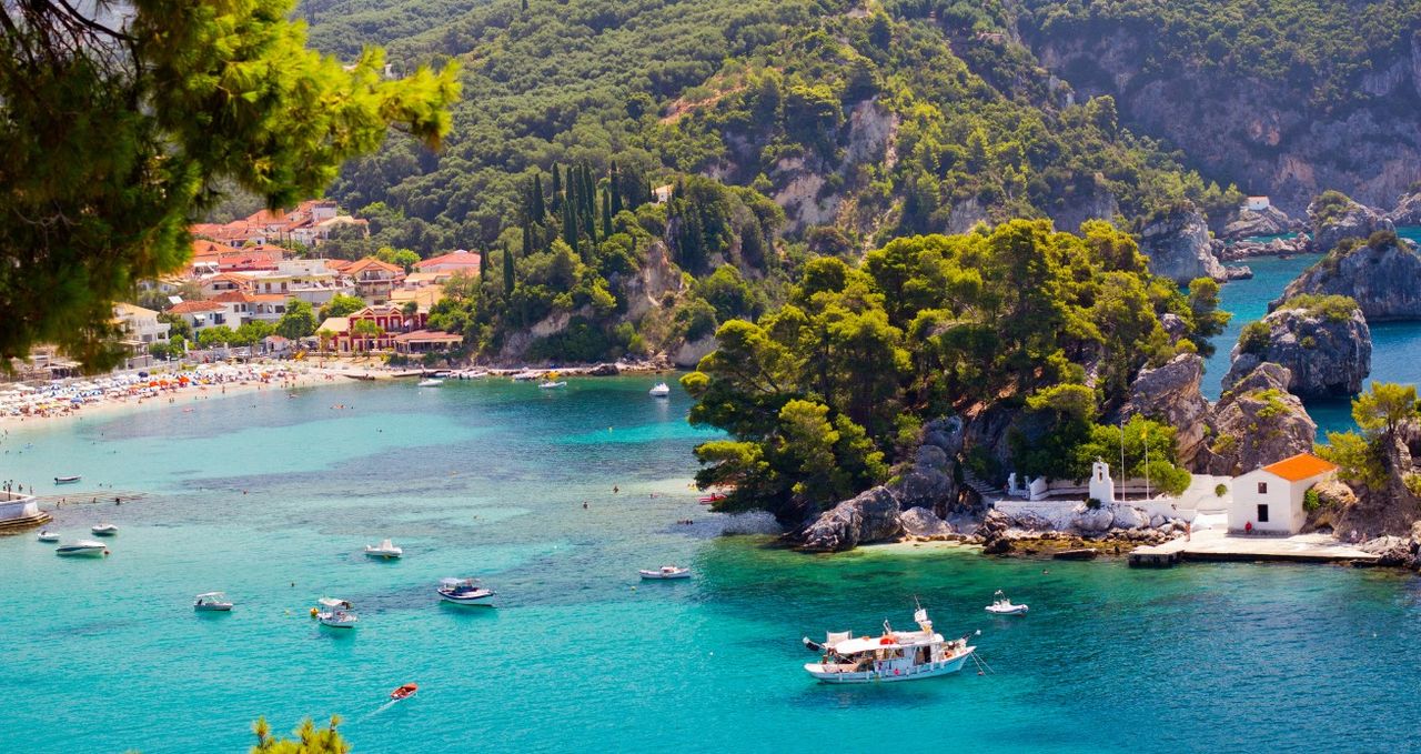 A view of popular tourist town of Parga in Greece