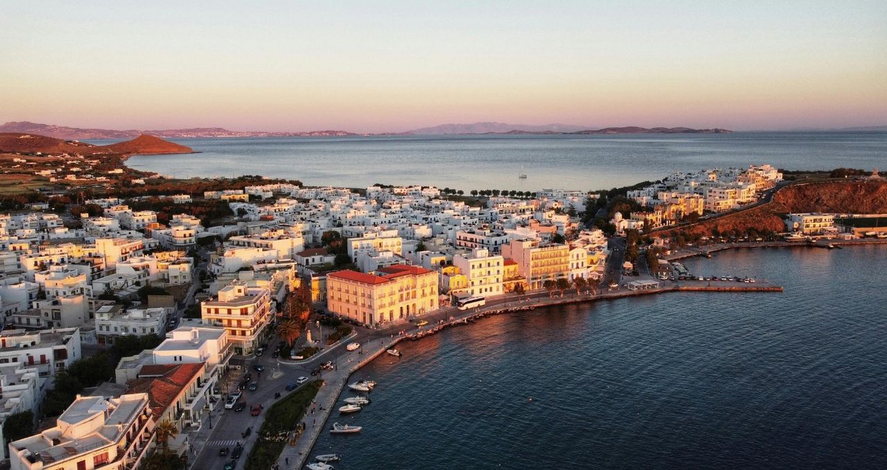 Aerial View of Tinos Greek Island in Aegean Sea