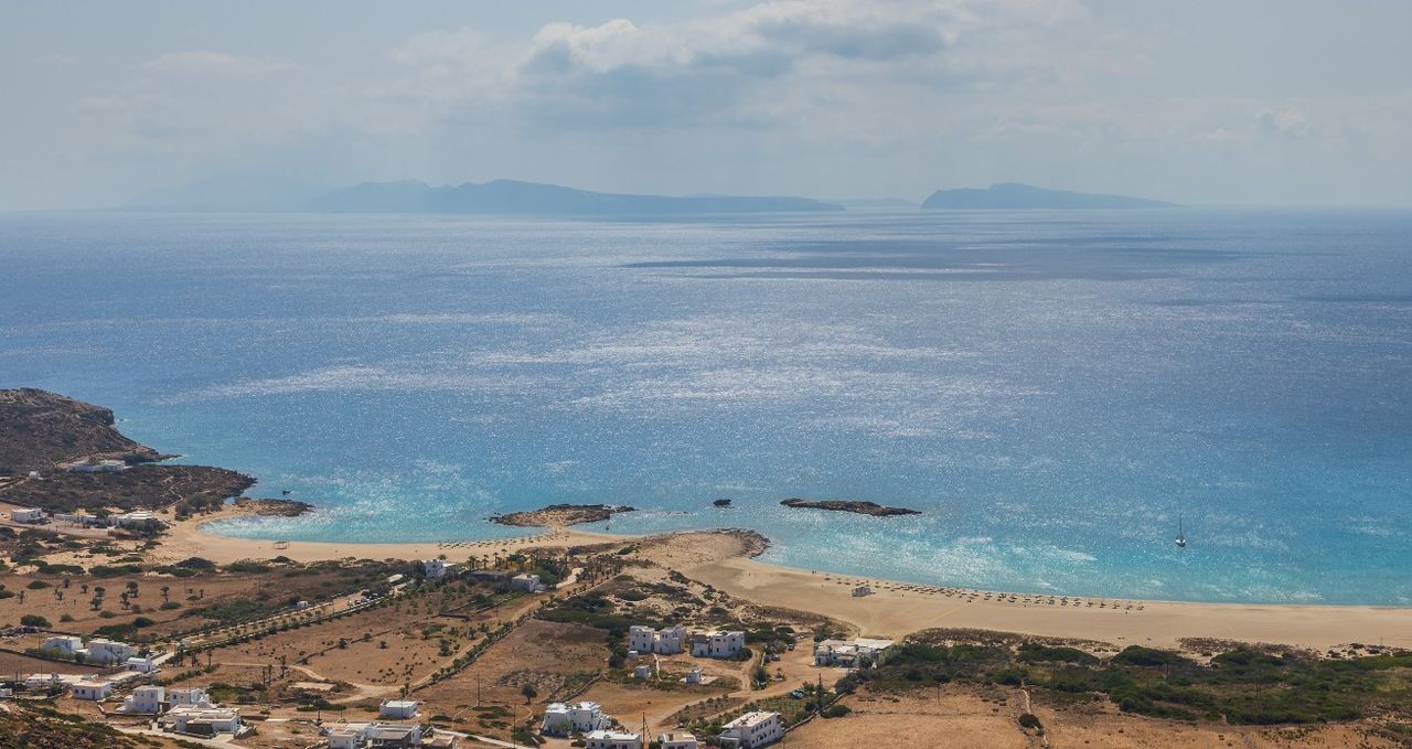 View to the popular Manganari beach, Ios Island, Greece.