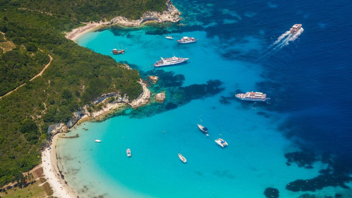 Aerial View of Voutoumi Beach in Paxos