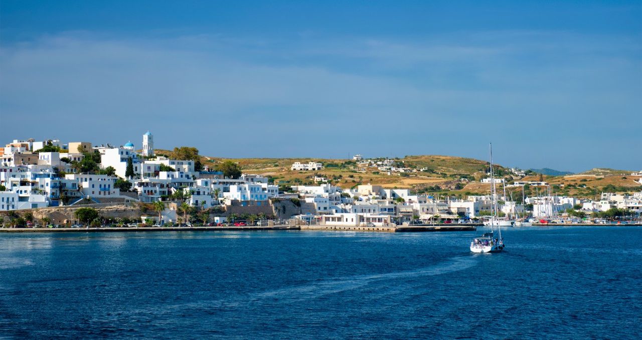 Adamantas Adamas Harbor Town of Milos Island, Greece