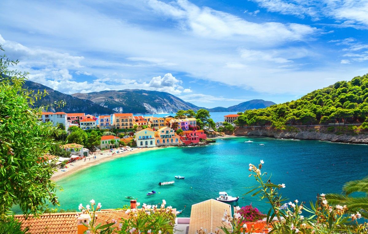 Kefalonia, Greece. Colorful village of Assos in Kefalonia.