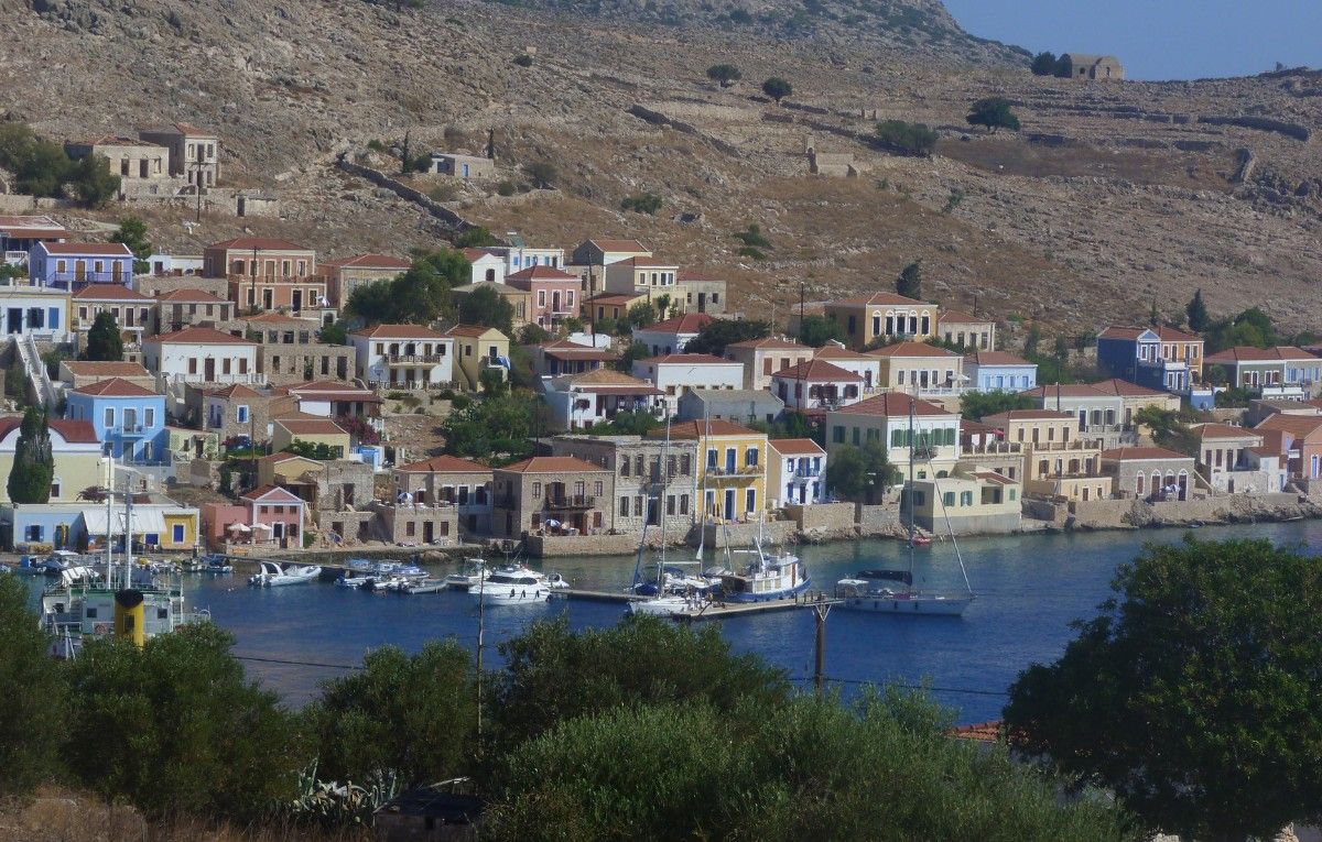 Capital of Halki, Dodecanese archipelago, Greece