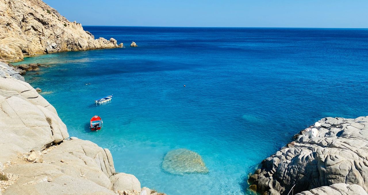 Seychelles beach on the island of Ikaria in Greece