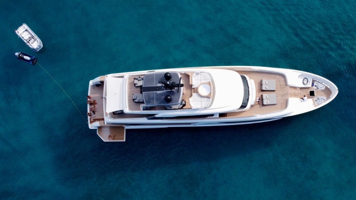 Overhead View of Yacht on Sea