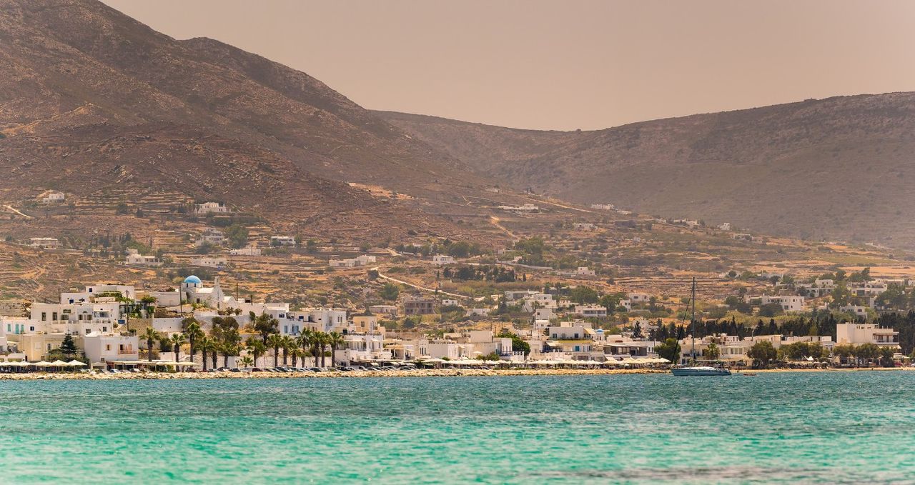 Panoramic view of Paroikia the centre of Paros.