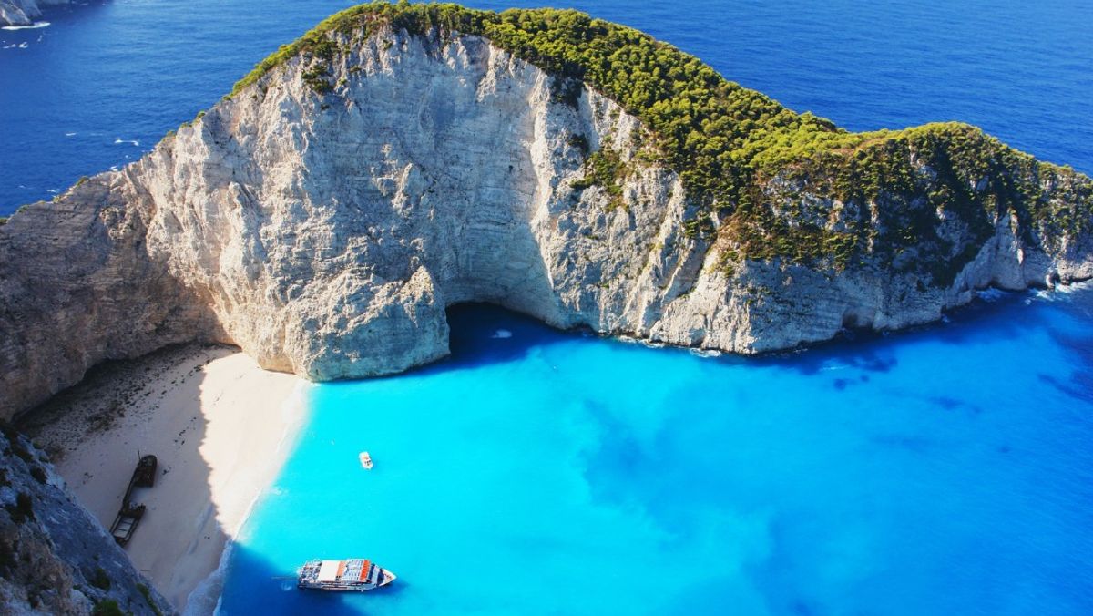 View of the Navagio Beach in Zakynthos, Greece