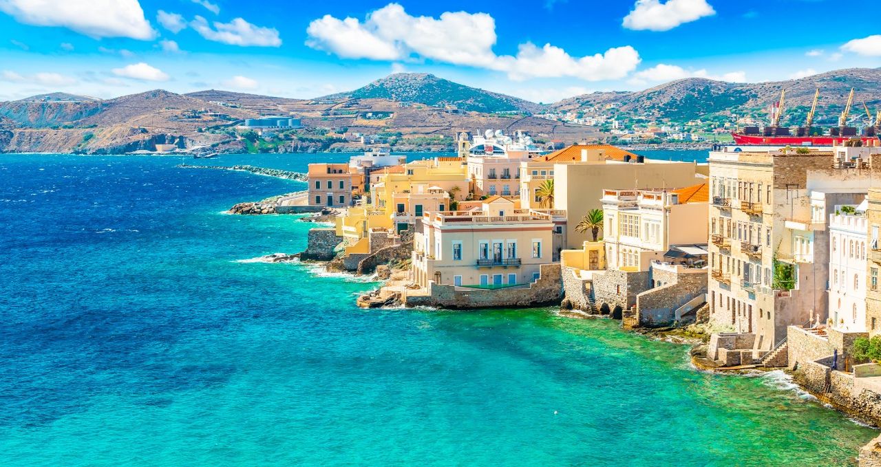 Ermoupoli, Syros, Greece. Colorful landscape.