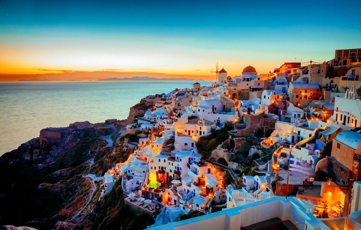 View from the Town Fira, Santorini, Greece