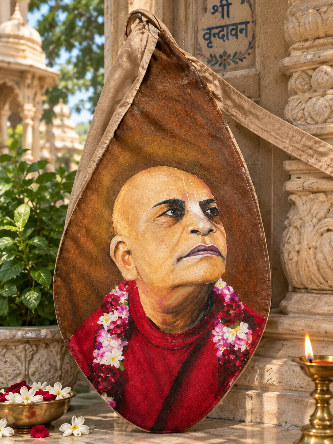 Hand-Painted Washable Japa Beadbag | Srila Prabhupada