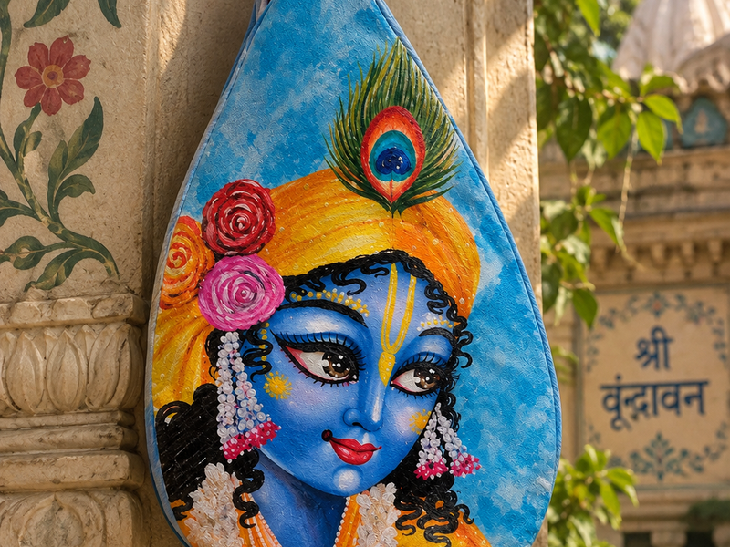 Hand-Painted Washable Japa Beadbag | Krishna