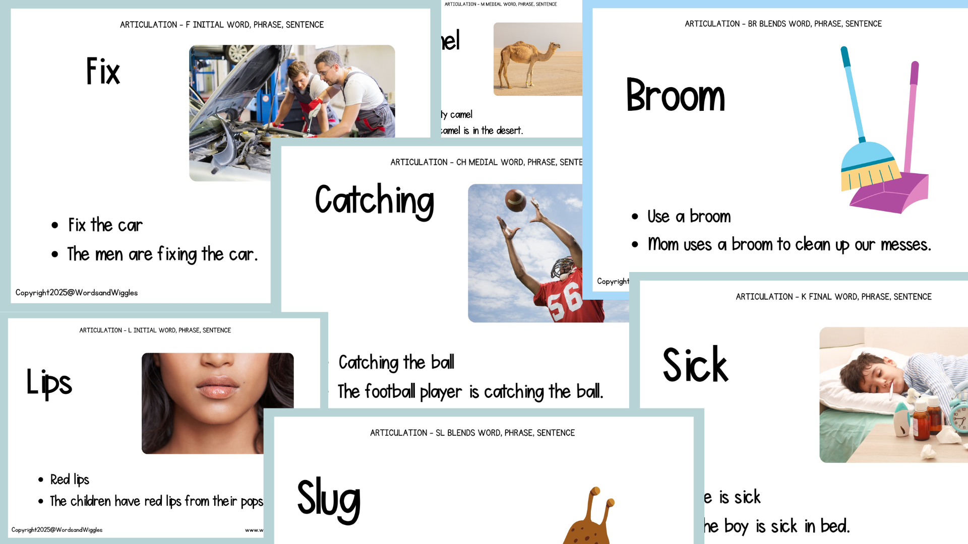Words and Wiggles Articulation Flashcards