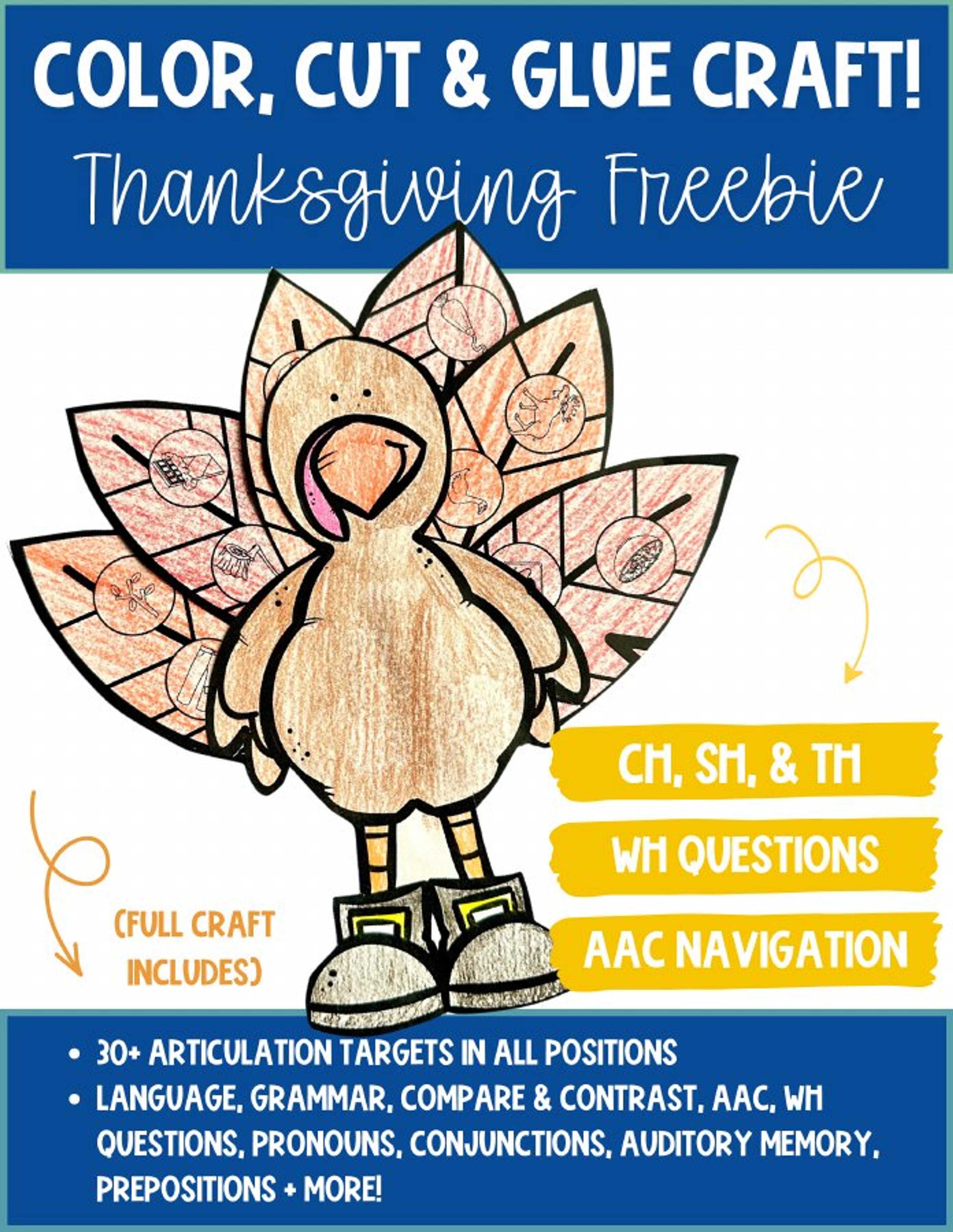 Thanksgiving Turkey Articulation & Language Craft printable cover