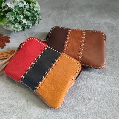 กระเป๋าใส่เหรียญหนังวัวแท้ 100% งานแฮนด์เมดเย็บมือ ใส่บัตร ATM ได้ ดีไซน์น่ารัก